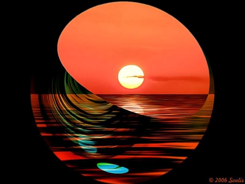 Sunset over Ocean — Red