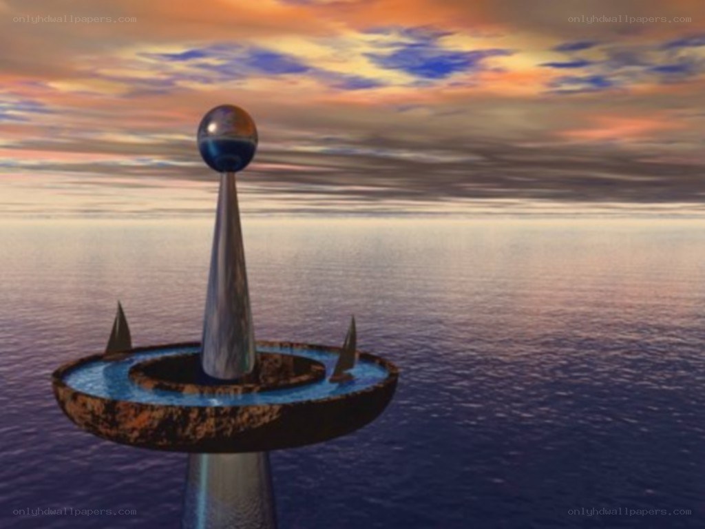 sunset over ocean sculpture