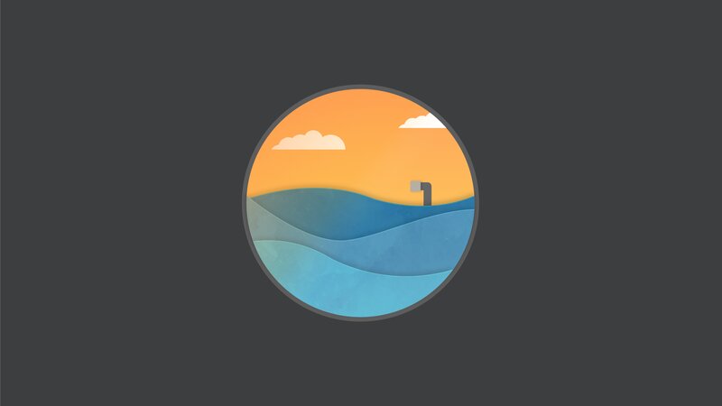 Sunset over Ocean Waves — Orange, Serene, Minimalist