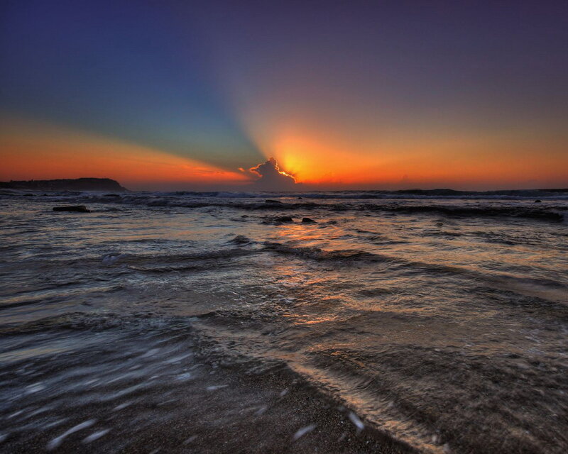 Sunset over Ocean Waves — Orange