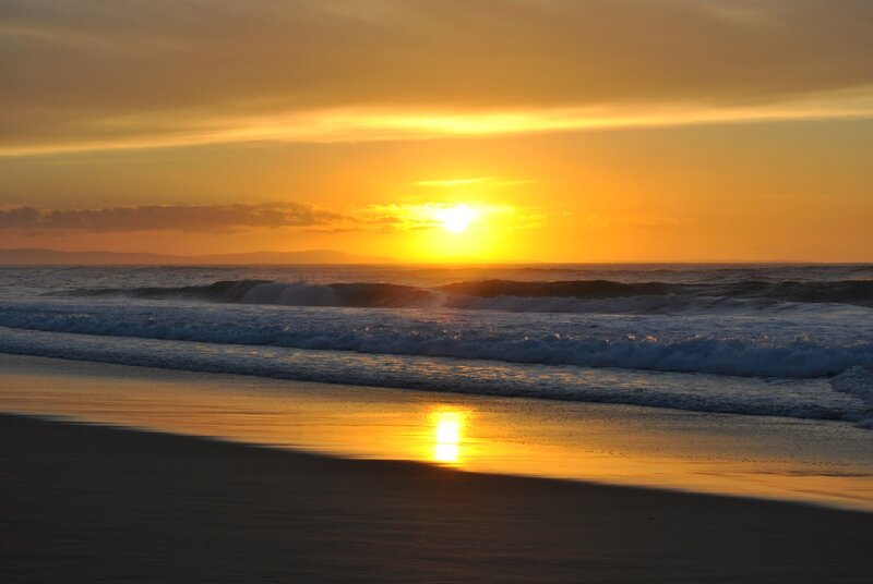 Sunset over Ocean Waves — Yellow, Serene, Photograph