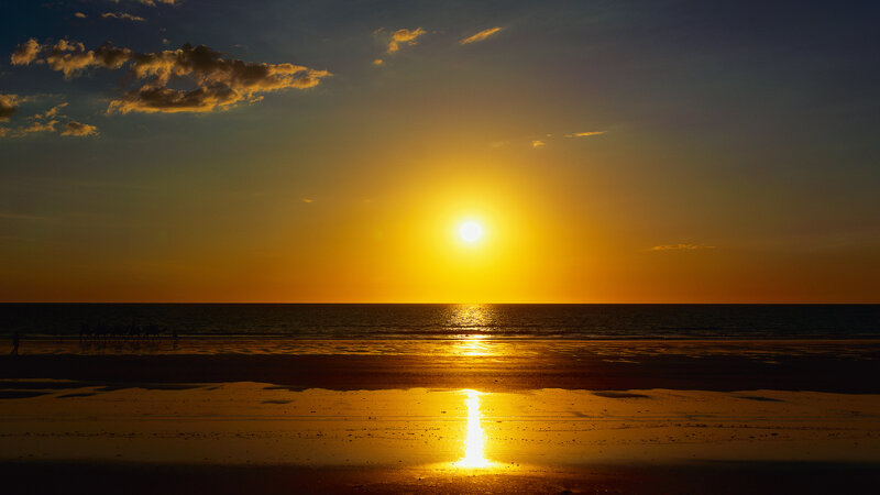 Sunset over Ocean — Yellow, Serene, Photograph, Sun