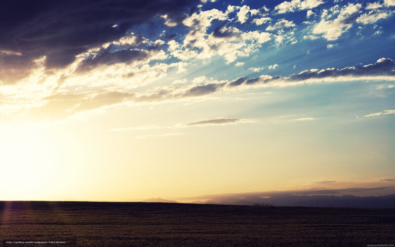 Sunset over Open Field — Blue, Dramatic