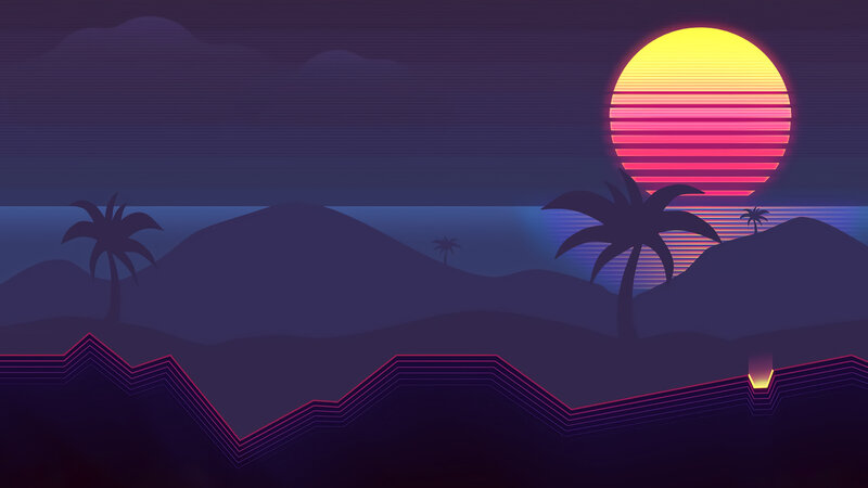 Sunset over Palm Trees — Purple, Serene