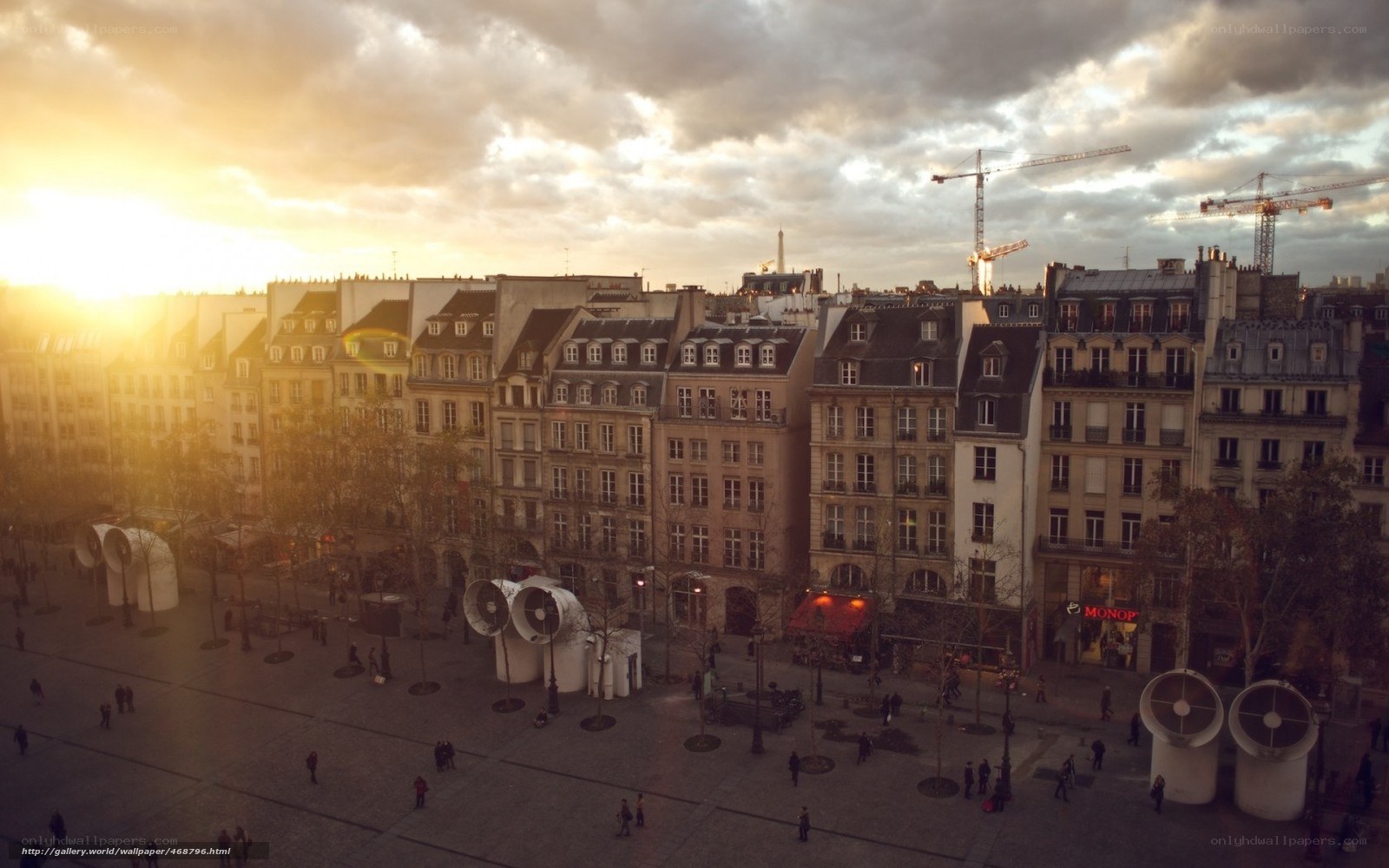 sunset over parisian square