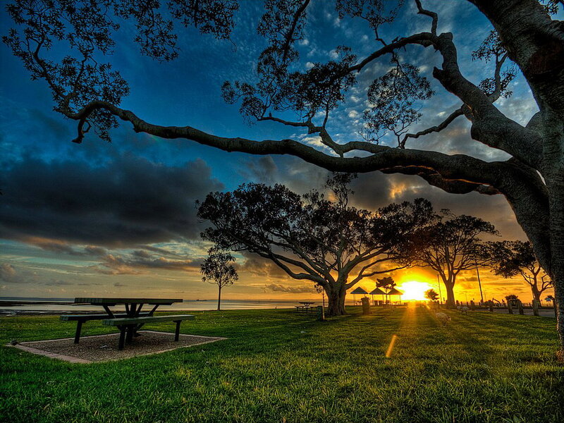 Sunset over Park — Green
