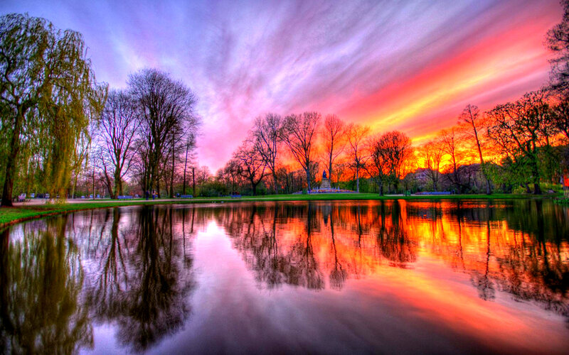 Sunset over Park Pond — Orange, Dramatic