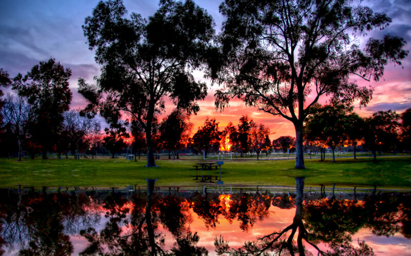 Sunset over Park Pond — Orange