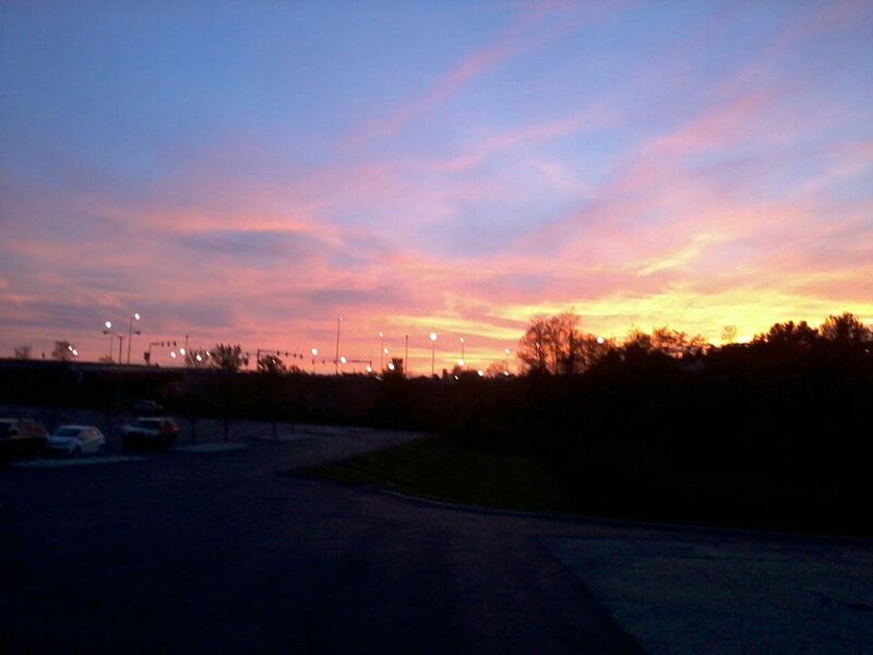 Sunset over Parking Lot — Pink