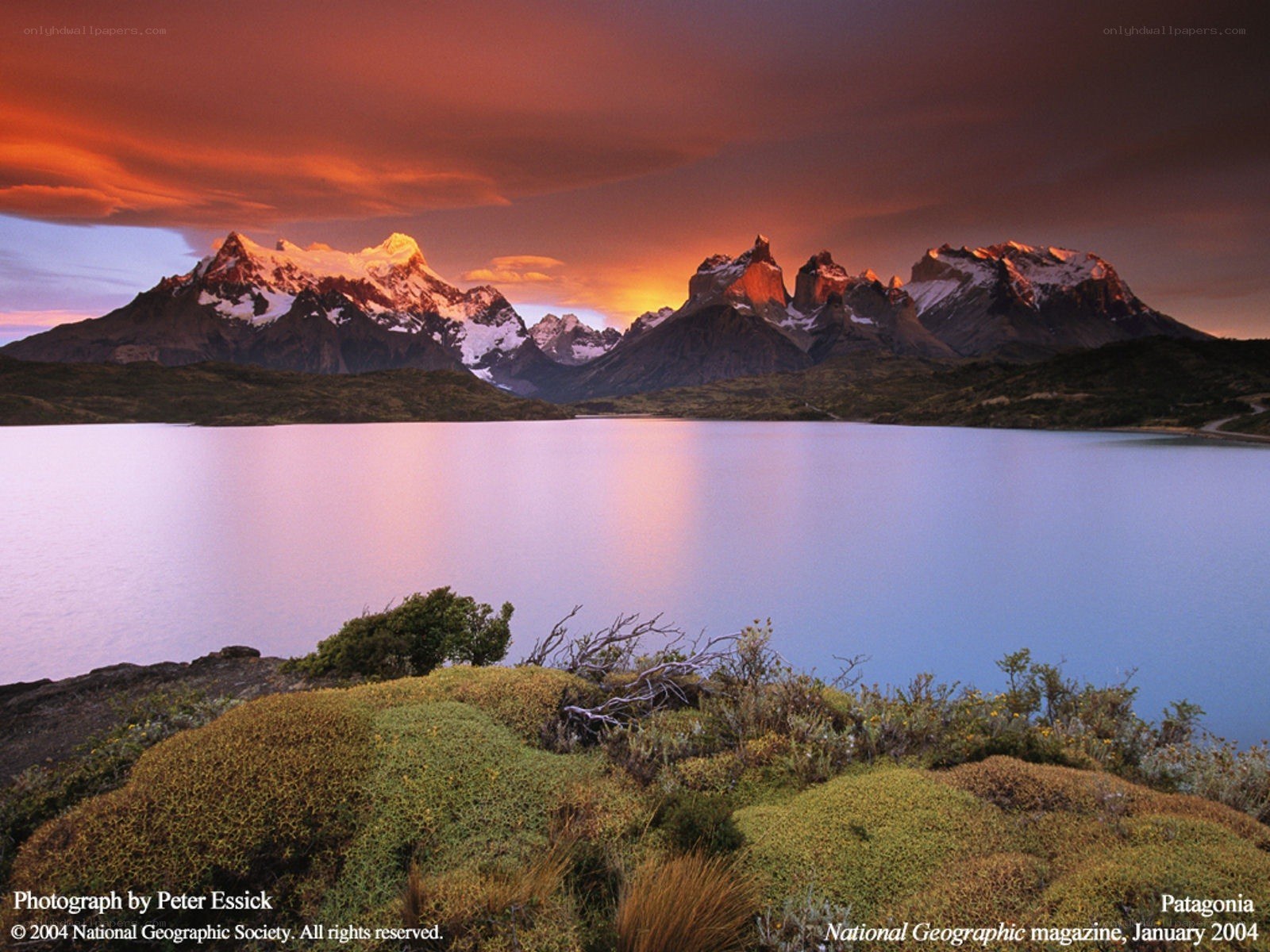 Sunset over Patagonian mountains