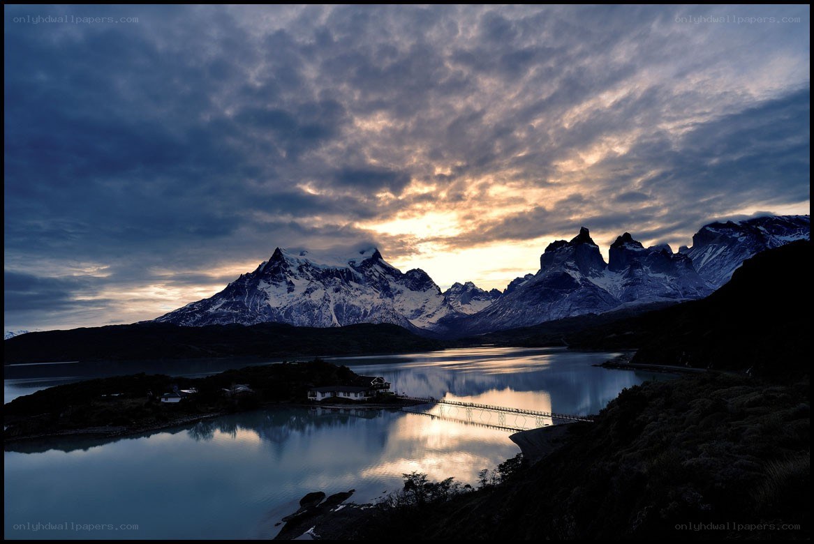 Sunset over Patagonian mountains