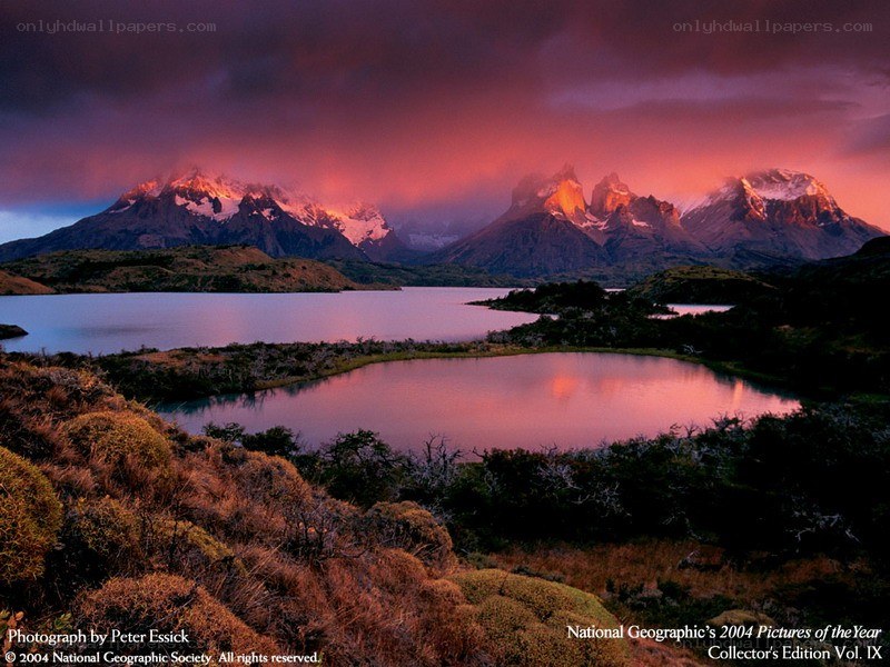 Sunset over Patagonian mountains