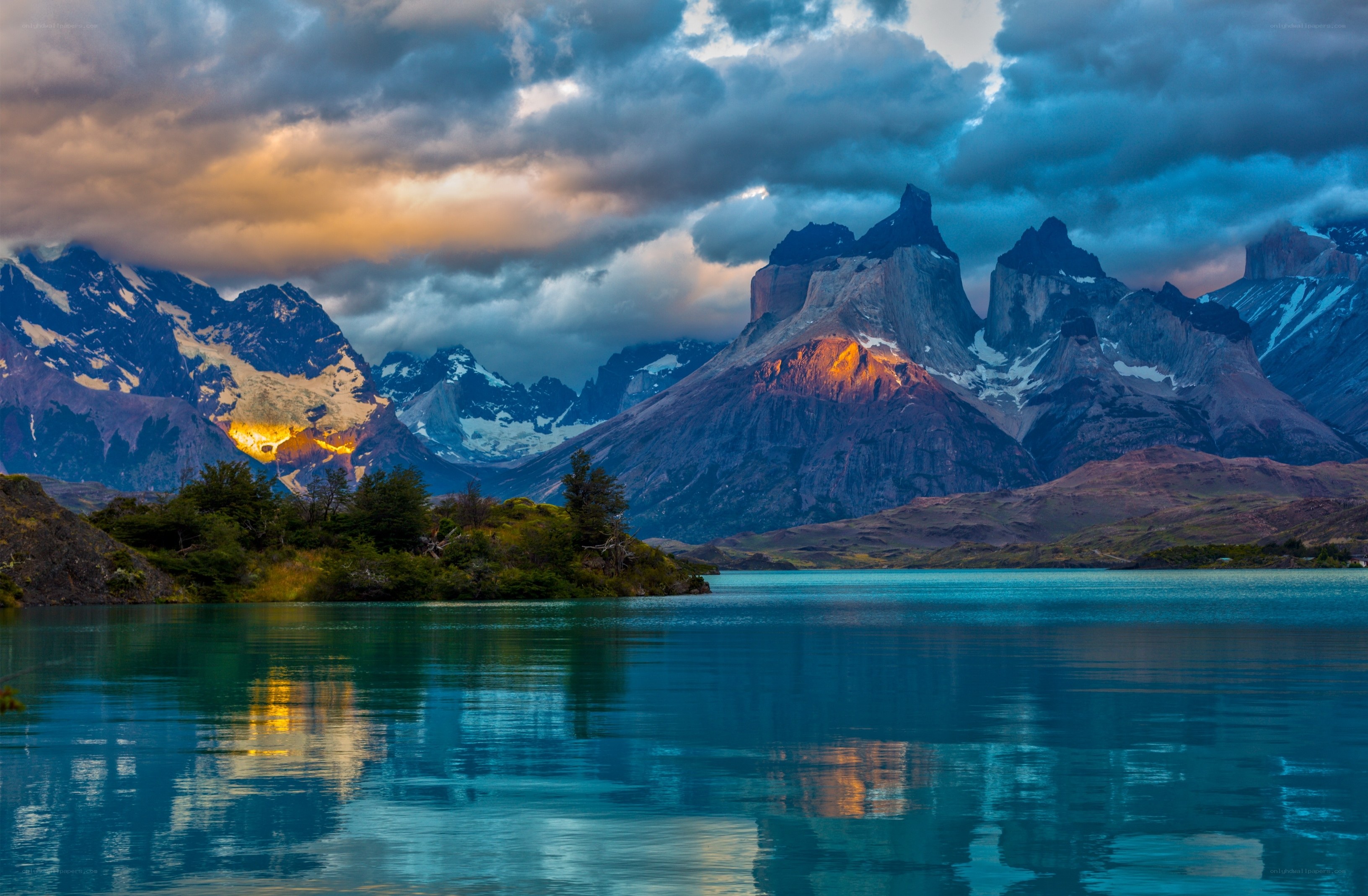 Sunset over Patagonian mountains