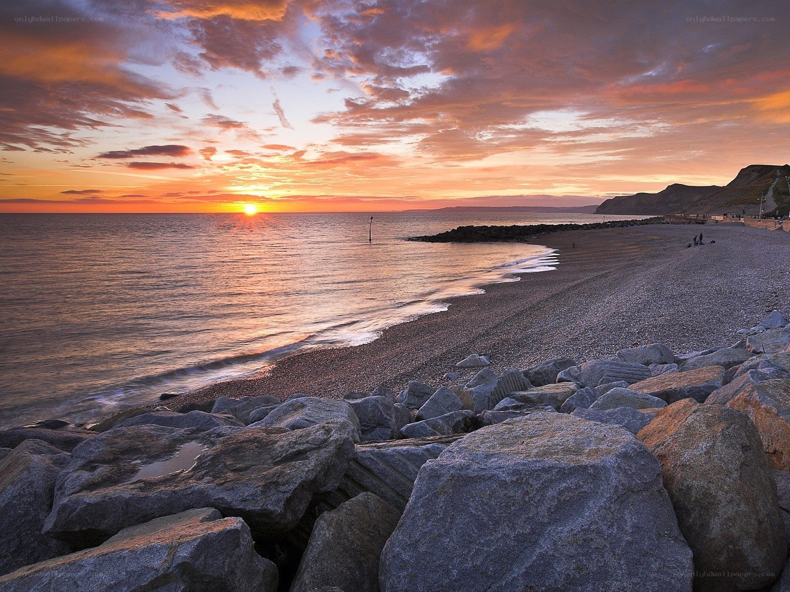 Sunset over pebble beach