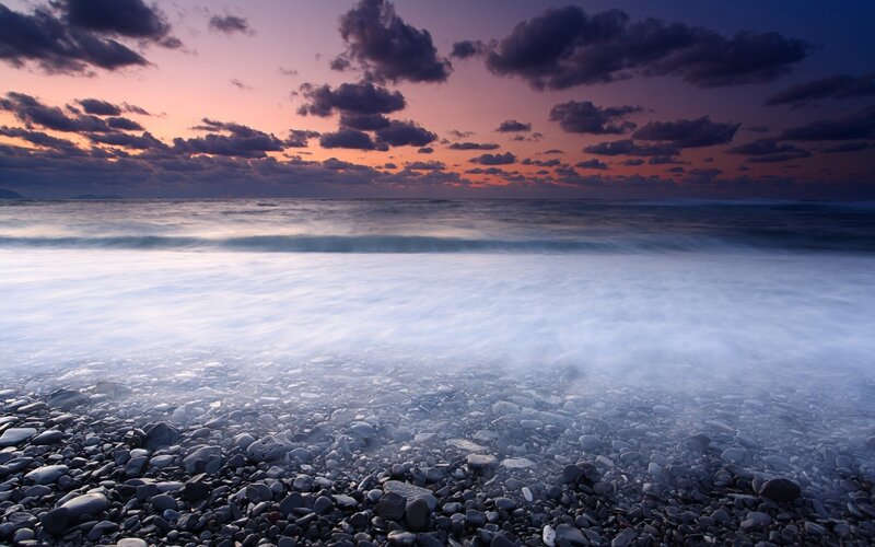 Sunset over pebble beach