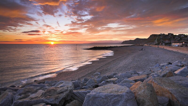 sunset over pebble beach