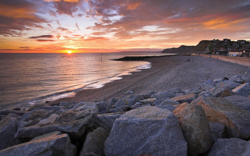 sunset over pebble beach