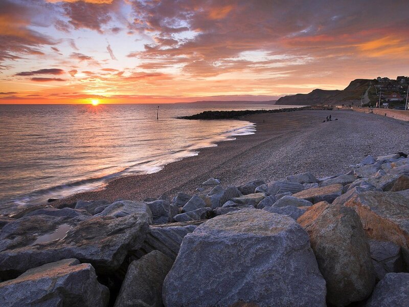 sunset over pebble beach