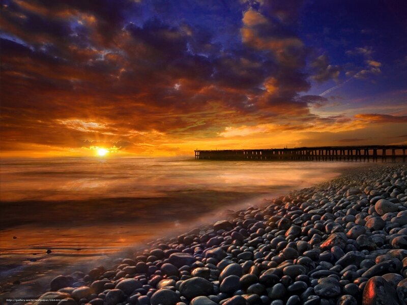 Sunset over Pebble Beach — Orange, Dramatic, Photograph