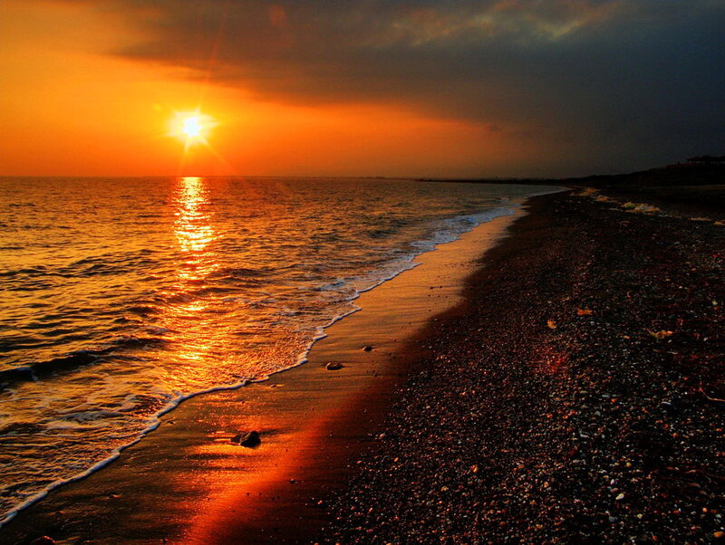 Sunset over Pebble Beach — Orange, Dramatic