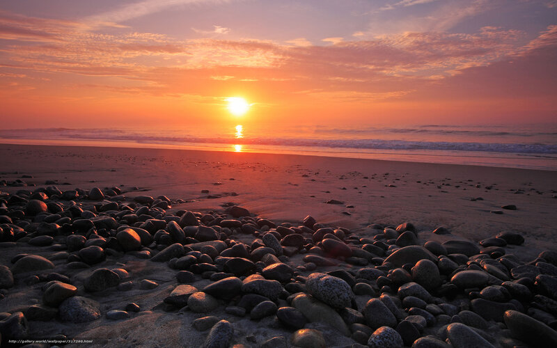 Sunset over Pebble Beach — Orange, Serene, Photograph, Sun