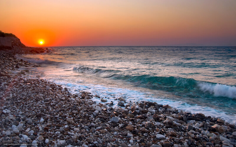 Sunset over Pebble Beach — Orange, Serene, Photograph
