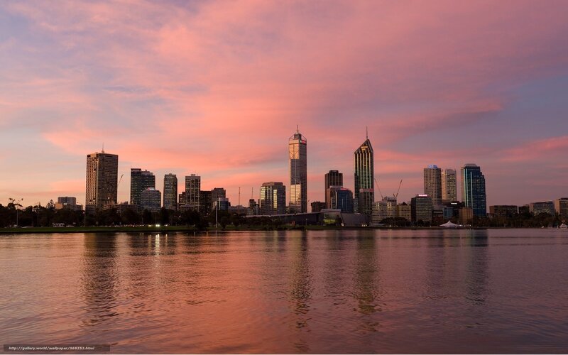 Sunset over Perth skyline