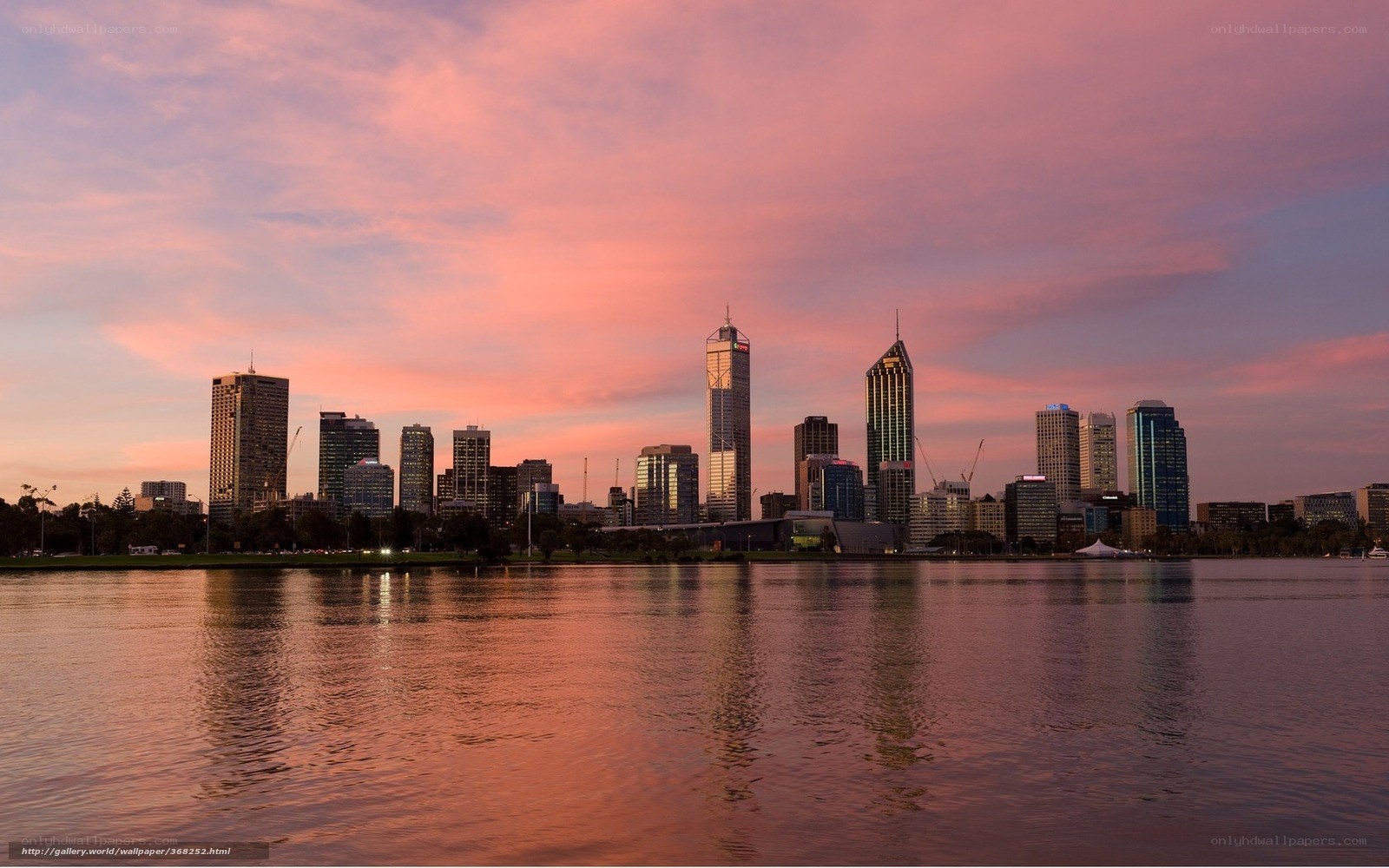Sunset over Perth skyline