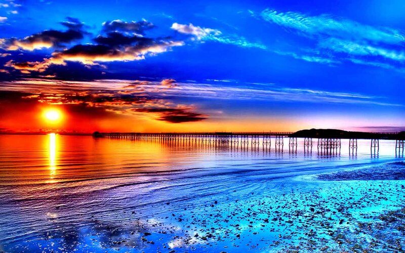 Sunset over Pier — Blue