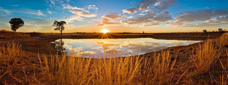 Sunset over Pond — Blue