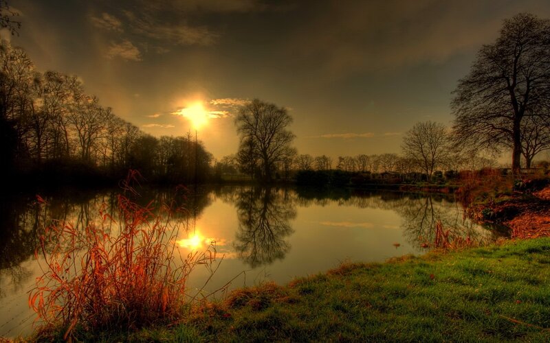 Sunset over Pond — Orange