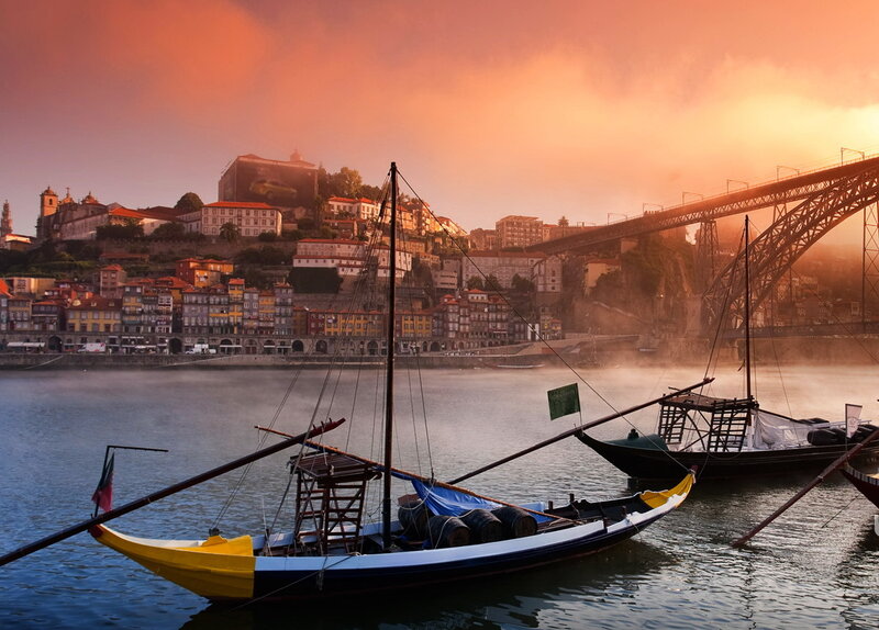 Sunset over Porto river