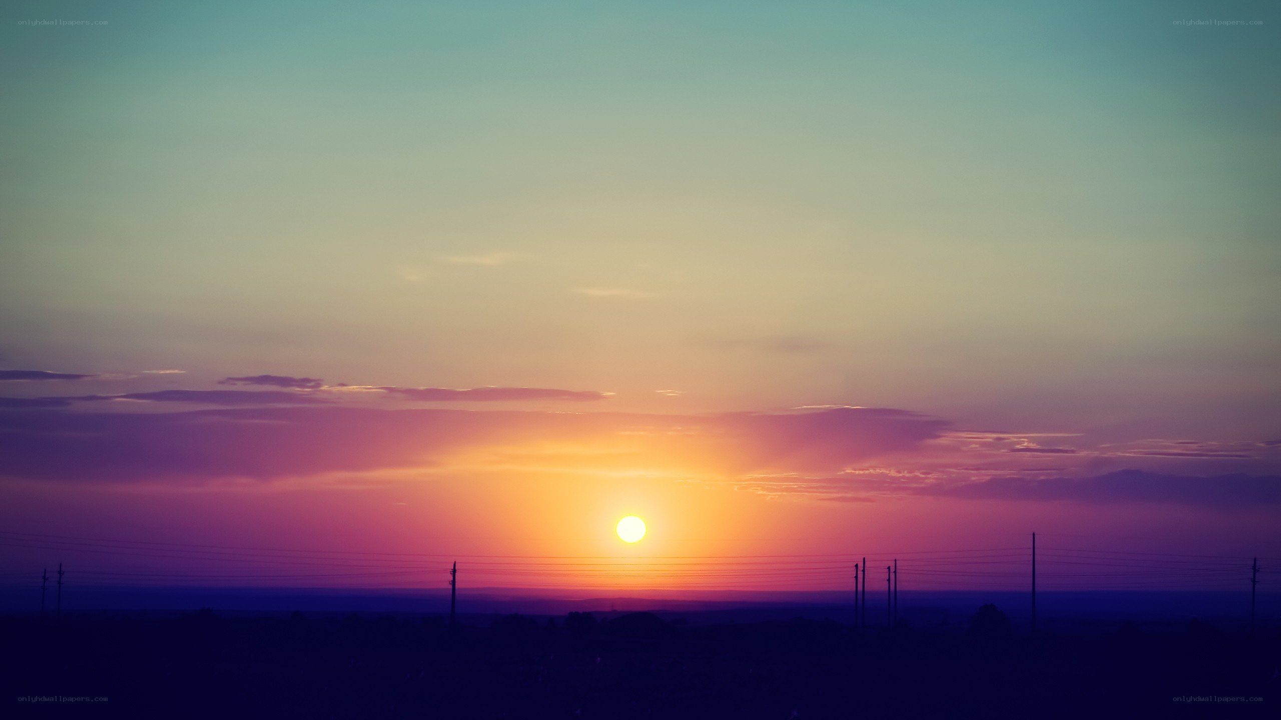 sunset over power lines