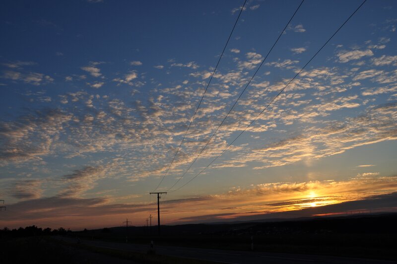 Sunset over Power Lines — Blue