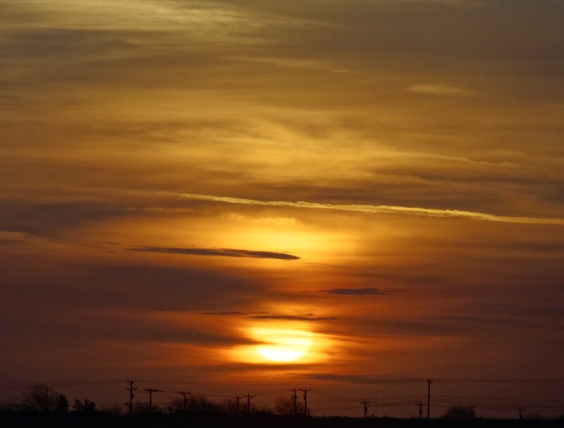 Sunset over Power Lines — Orange, Dramatic, Photograph, Power Lines