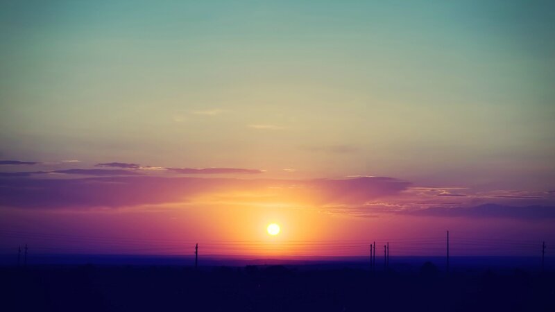 Sunset over Power Lines — Orange, Serene, Photograph