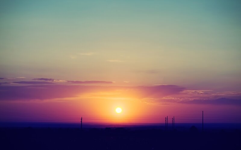 Sunset over Power Lines — Orange, Serene