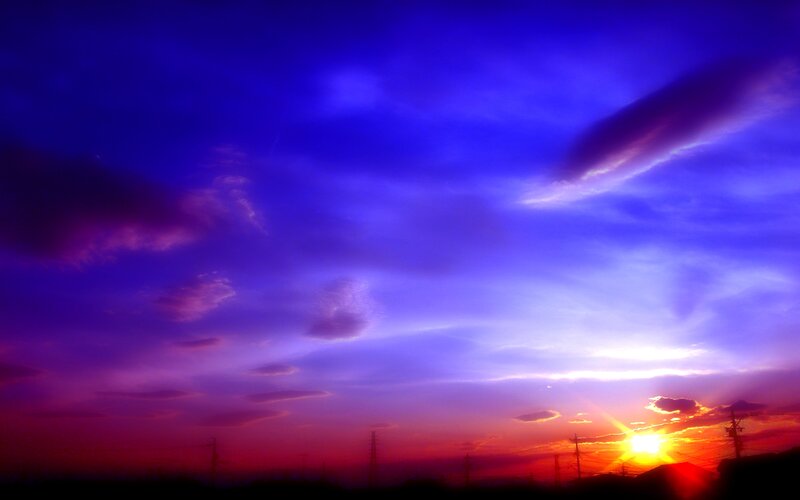 Sunset over Power Lines — Purple