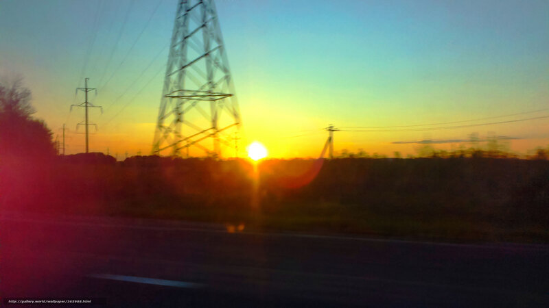 Sunset over Power Lines — Yellow, Dramatic