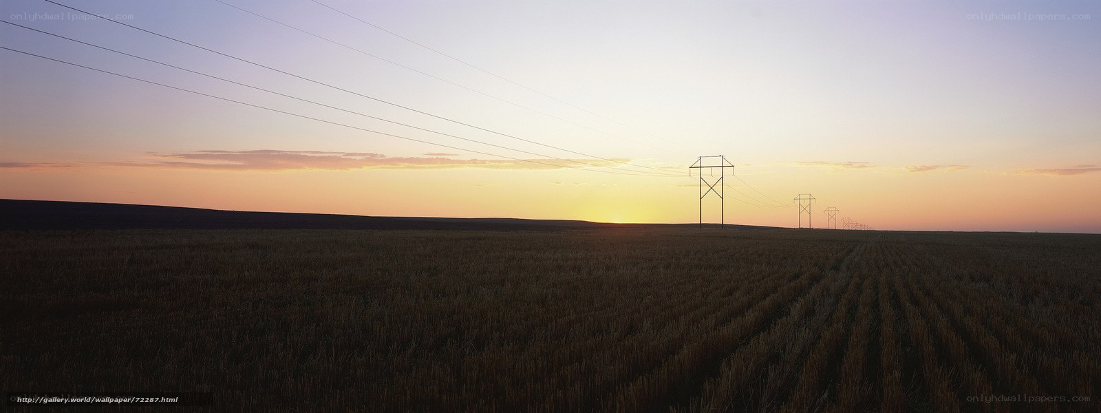 Sunset over power lines
