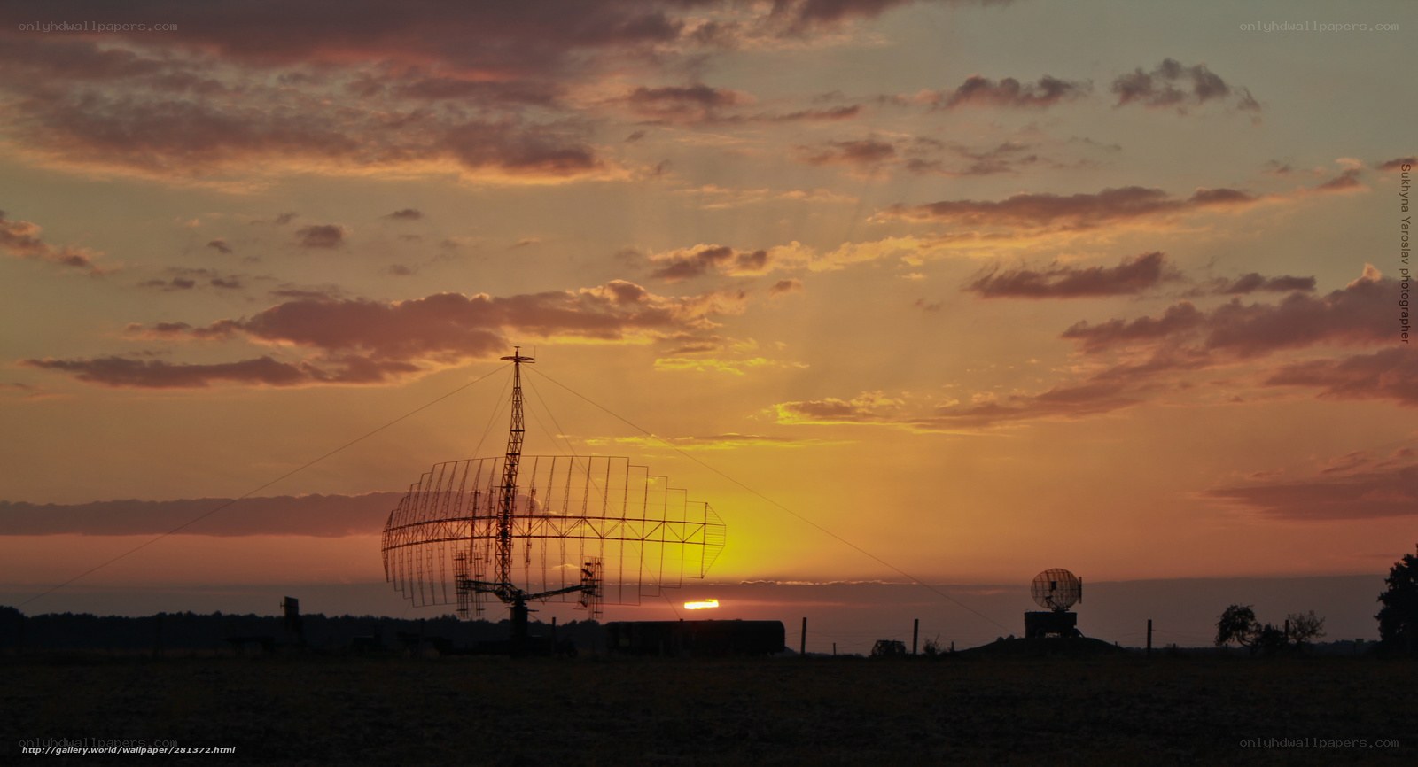 Sunset over radar installations