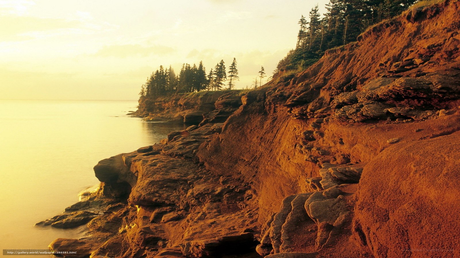 Sunset over red cliffs