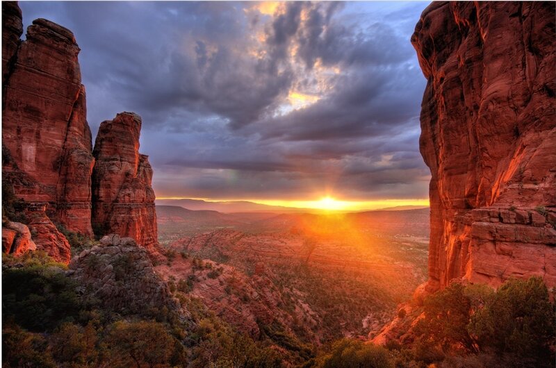 Sunset over red rock canyon