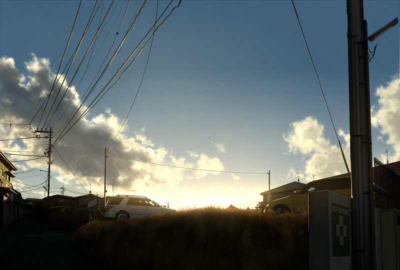 Sunset over Residential Area — Blue, Serene