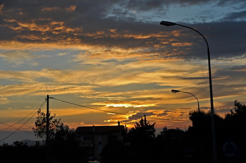 Sunset over Residential Area — Orange