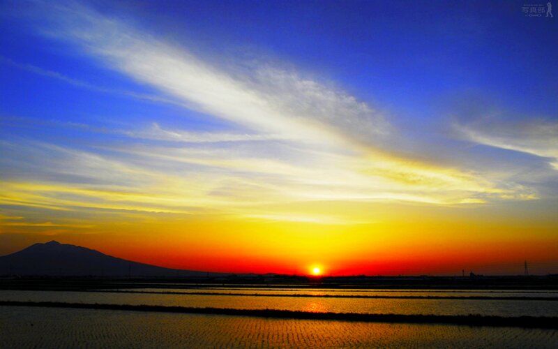 Sunset over Rice Paddies — Blue