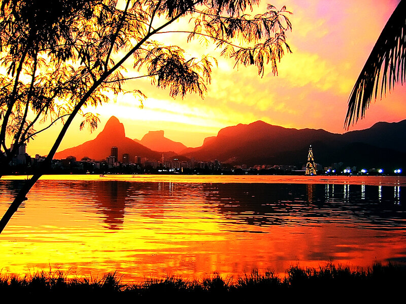 Sunset over Rio De Janeiro — Orange, Dramatic, Photograph, Mountains
