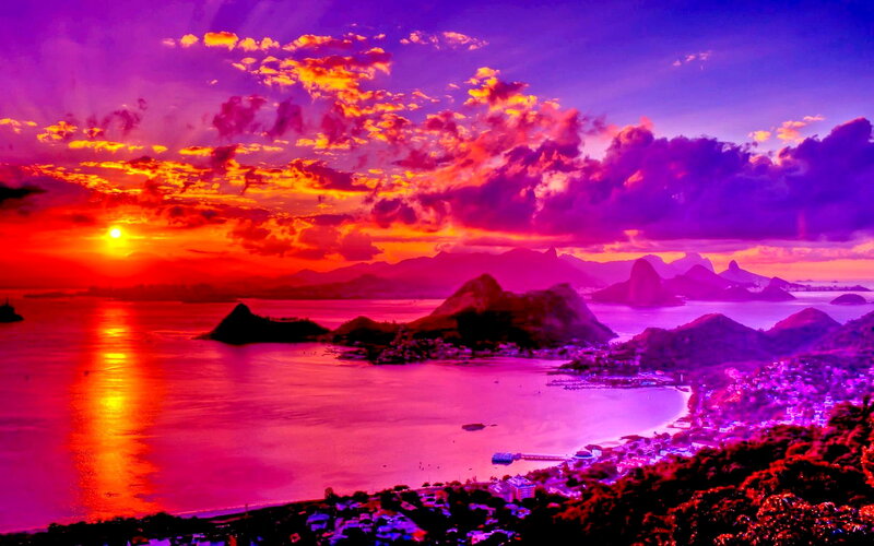 Sunset over Rio De Janeiro — Purple, Dramatic, Photograph, Mountains
