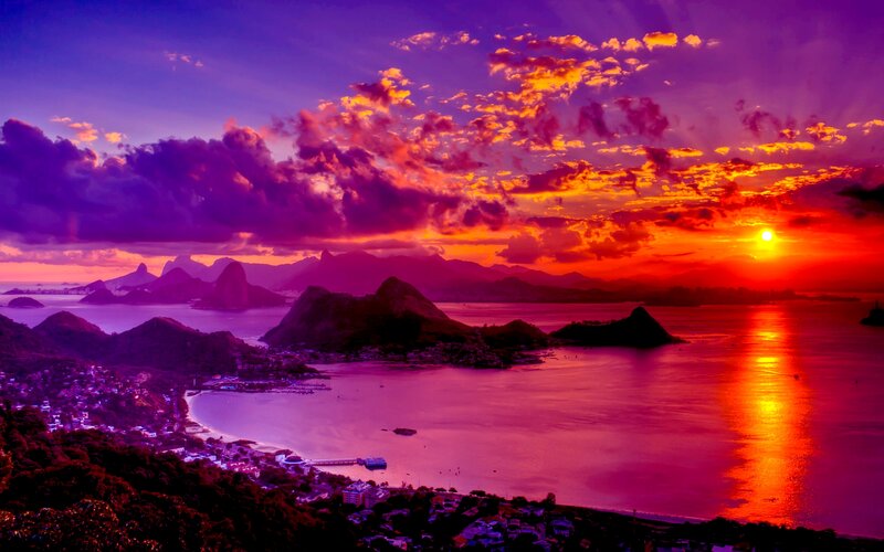 Sunset over Rio De Janeiro — Purple, Dramatic