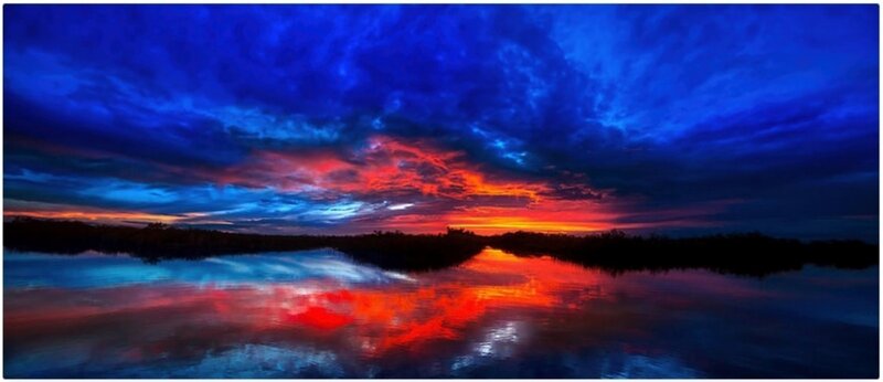 Sunset over River — Blue, Dramatic, Photograph, Sky